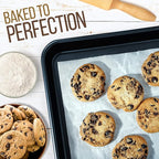 NutriChef Non-Stick Cookie Sheet Baking Pans, 2-Piece Oven Baking Trays w/ Superior Nonstick Coating - 15" x 11" & 13" x 9" Sizes for Convenient Roasting & Baking - Dishwasher Safe