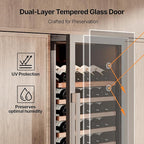 Ca'Lefort 155 Bottle Wine Fridge - 24 Inch Dual Zone Wine Cooler 40-65°F with Bottom Drawer, 13 Adjustable Shelves & 3 LED Lights, Energy Star Certified Built-in or Freestanding for Home/Bar/Kitchen
