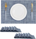 Leetaltree Deep Navy Woven Placemats Set of 12 - Heat Resistant Non-Slip Place mats for Dining Table, Washable Durable PVC Vinyl Woven Table Mats(Deep Navy, 12)