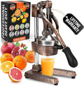 Zulay Kitchen Cast Iron Juicer - Easy-to-Clean Heavy-Duty Manual Juicer, Professional Citrus Juicer - Stainless Steel Lemon Squeezer - Manual Citrus Press & Orange Squeezer - Orange Juicer (Copper)