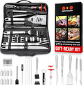 SpartaSake (24-Pack) Premium Stainless Steel BBQ Grilling Accessories with Steel Handles - Barbecue Gill Accessories Set for Blackstone Griddle - Outdoor Camping Grill Set for BBQ for Dad Men Women