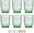 Yungala Green Small Drinking Glasses Set of 6 Vintage Hobnail 8 oz