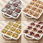 BAKE BOSS Silicone Brownie Pans with Dividers - 2 PACK - CREAM