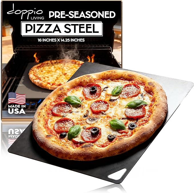 Pizza Steel for Oven | Made in USA | 16" x 14.25" | Pre-Seasoned Baking Steel for Bread, Pizza, Sourdough & More | Premium Quality Crust at Home | Use in Oven, Grill, BBQ |
