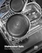 Nonstick Sauce Pan with Lid, Non-Toxic Tri-Ply Hybrid Ceramic Saucepan, 3.5 Quart Stainless Steel Pans, PFAS/PFOA/PTFE Free, Dishwasher & Oven Safe, Induction Compatible