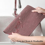 Leetaltree Burgundy Placemats Set of 4 - Heat Resistant Non-Slip Place mats for Dining Table, Washable Durable PVC Vinyl Woven Table Mats（Burgundy, 4）