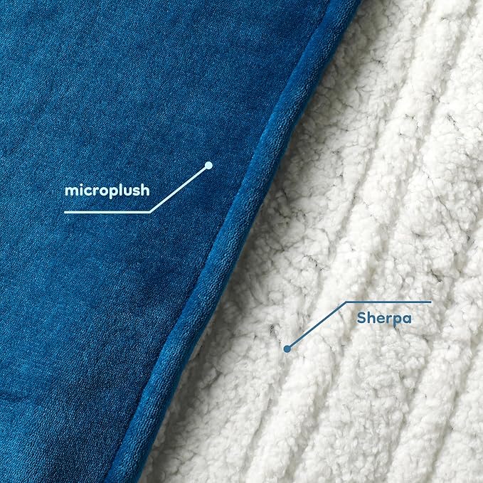 Electric Heated Blanket King Size - 90"x100", Soft Flannel Heating Blanket, 10 Heating Levels, 1-12 H Auto Shut Off, Breathable Warm and Washable for Bed, Lake Blue