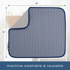 S&T INC. Dish Drying Mat, 16” x 18”, Absorbent Microfiber Kitchen Counter Mat, Dish Drying Pad for Dishes, Utensils, Pots and Pans, Large, Blue Stockinette