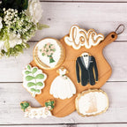 Flycalf Wedding Cookie Cutters Set of 7 with Plunger Stamps Holiday Gifts Baking Cake PLA Kitchen Diamond Love Ring Shapes for Kids 3.5" Mold Supplies Biscuit Tools