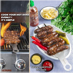 Double Skewers 14.4" Stainless Steel Heavy Duty Double Prong Skewers for BBQ Kabob Shawarma Meat Fish Chicken Accessories for Grill Master Arsenal Stocking Stuffers - 2 Units