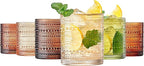 Hobnail Beaded Highball Drinking Tumbler Glasses | Set of 6 | Venus Sand Colors, Vintage Bubble Design Glassware, Old-Fashioned, Embossed Design for Water, Wine, Cocktail Embossed Heavy, Rocks Glass