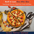 Loftern Pizza Scissors - Stainless Steel Non-Stick Kitchen Scissors Two-Piece Design Separates for Easy Cleaning - Pizza Cutter & Food Slicer with Comfort Sure-Grip and Non-Scratching Serving Base