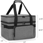 LUXJA Indoor Grill Carrying Bag with Bottom Pad Compatible with Ninja Sizzle GR101 Smokeless Grill, Double Layer Electric Grill Bag with Plates Section (Bag Only), Gray