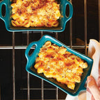 Rachael Ray Solid Glaze Ceramics Au Gratin Bakeware/Baker Set, Rectangular, 2 Piece, Teal