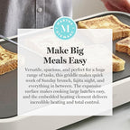 Martha Stewart 12” x 22” Electric Griddle, XL Ceramic Nonstick Flat Top Cooking Surface, Adjustable Temperature Dial, Drip Tray, Dishwasher Safe, 1500W Fast Even Heating, Pancakes & Eggs, Linen White