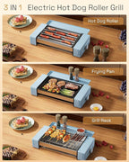 HBN Indoor Grill and Electric Griddle, 3-in-1 Smokeless Indoor Grill with Grill Rack & Nonstick Griddle & Sausage Grill Korean BBQ grill for Kitchen, Dishwasher Safe, 400F (Sky Blue)