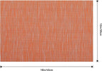 Leetaltree Orange Placemats Set of 12 - Heat Resistant Non-Slip Place mats for Dining Table, Washable Durable PVC Vinyl Woven Table Mats（Orange, 12）