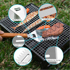 IMAGE Wooded BBQ Accessories Grilling Tools,Stainless Steel BBQ Tools Grill Tools Set for Cooking, Backyard Barbecue & Outdoor Camping Gift for Man Dad Women Barbecue Enthusiasts Set of 4