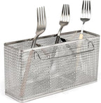 LENITH Kitchen Utensil Chopsticks Perforated Holder with Hooks - 304 Stainless Steel Storage for Organizer Dishwasher Safe (Large Rectangle)