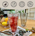 KLIFA- NICE- 20 oz, Set of 4, Acrylic Insulated Tumbler Set, Double-wall Drinking Glasses, BPA-Free, Shatter-Proof Plastic Drinkware, Dishwasher Safe Cups, Clear