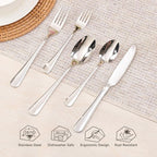 HIKAA 60-Piece Silverware Set for 12, 18/10 stainless Steel Flatware Set, Mirror Polished Cutlery Set, Dishwasher Safe Utensils for Home, Restaurant, Wedding Gift