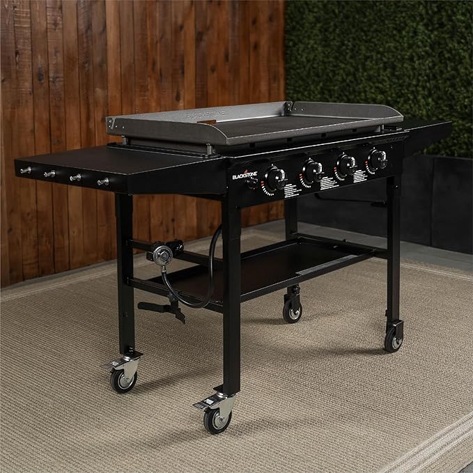 Blackstone 1554 36” Omnivore Griddle with Folding Side Shelves, Powder Coated Steel, Black