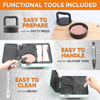 Baker's Friend Breakfast Sandwich Maker, Nonstick Electric Griddle & Grill Combo, 3 in 1 Breakfast Station, Make Egg Muffin Sandwiches Burgers Hot dogs & Pancakes, Includes Burger Press, Tong & Brush