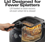 Hamilton Beach Cool Touch Electric Deep Fryer with Basket and Lid, 2 Liters / 8 Cups Oil Capacity, Adjustable Temperature, 1500 Watts for Fast Heat-up, viewing Window Easy to Clean, Black (35021)