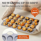 BRONYPRO 24-Cup Non Toxic Nonstick Ceramic Mini Muffin Pan & Cupcake Tin, PFOA & PFOA Free, Heavy Duty Rust-Resistant Aluminized Steel, Oven & Dishwasher Safe, Cream White