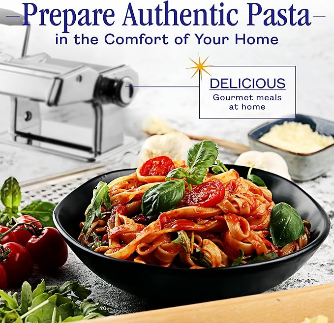 Nuvantee Pasta Maker with 7 Adjustable Thickness Settings - 2 in 1 Noodle Maker with Rollers and Cutter, Make Spaghetti, Fettuccini, Lasagna, & More
