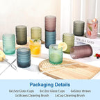 KMIGRUAN Colored Hobnail Drinking Glasses Set of 12, 15oz&12oz Kitchen Vintage Glassware, Embossed Beaded Water Tumbler for Cocktail, Juice and Various Mixed Drinks Dishwasher-Safe