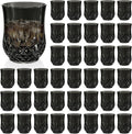 40 Pack Plastic Stemless Wine Glasses,12oz Unbreakable Vintage Elegant Drinking Glass Set,Reusable Fancy Cocktail Cups for Party, Wedding, and Bulk Events (40, 12oz-Black)