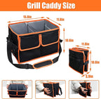 Large Grill Caddy with Paper Towel Holder - BBQ Caddy Organizer for Utensil, Condiment - Easy Carry Picnic Caddy - Griddle Caddy for Camping, Travel, RV - 600D Waterproof Oxford Fabric