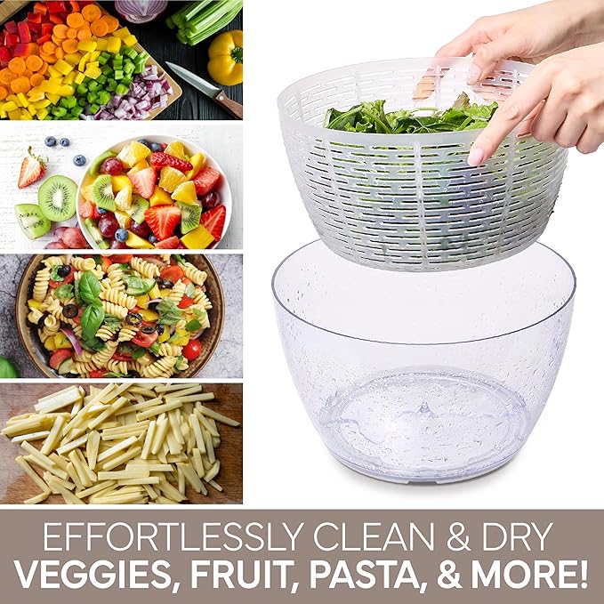 COOK WITH COLOR Electric Salad Spinner, Round 4.5L Capacity – Fast Drying & Easy Spin for Fresh Greens, Goat/Mink
