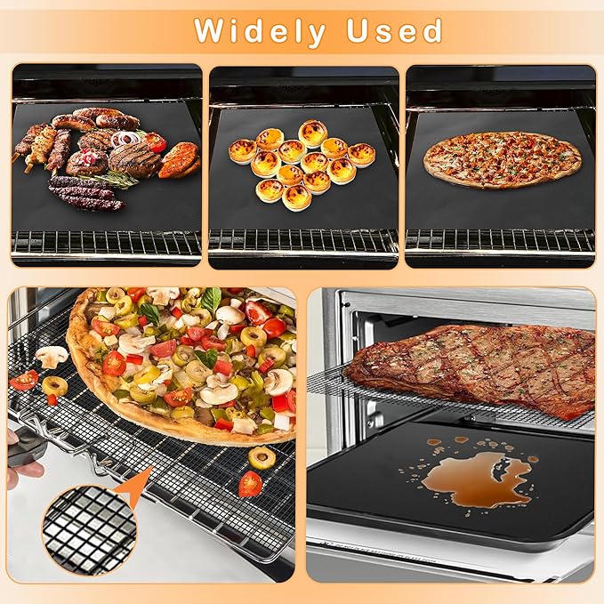 6Pcs Reusable Air Fryer Liners for Ninja, 12 × 12in Non-Stick Liners for Bottom of Toaster Oven, 3 × Liners + 3 × Mesh Sheets, Pre-Cut Square Baking/Microwave/Grill Mat for SP101/SP201/SP301/SP351