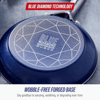 Blue Diamond 20 Piece Nonstick Cookware Set, Diamond Ceramic Pots & Pans, Dishwasher & Metal Utensil Safe, Non Toxic PFAS-Free, Kitchen Cooking Sauce & Saute Pans, Oven & Broiler to 600F, Blue