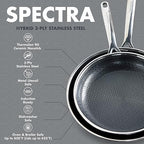 GreenPan Spectra 10 Piece Cookware Set,Hybrid Tri-Ply Stainless Steel, PFAS-Free Ceramic Nonstick Textured Cooking Surface,Induction Pots & Pans with Lids, Dishwasher Safe,Oven & Broiler Temp to 850˚F
