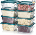 CURTA 8-Pack 2 Qt NSF Clear Polycarbonate Food Storage Containers with Green Lids - Square, Commercial-Grade, Freezer & Dishwasher Safe, Stackable