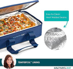 Rachael Ray Lugger Duo, Insulated Casserole Carrier for Hot or Cold Food, Thermal Lasanga Lugger Tote for Potluck, Parties, Picnic, and Cookouts, Fits 9" x 13" Baking Dish, Navy Gingham