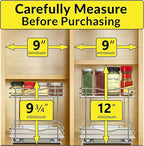 LYNK PROFESSIONAL® Pull Out Spice Organization for Cabinets - 8-3/8 inch Wide – Spice Rack for Inside Cabinets, Slide Out Spice Rack Organizer for cabinet – Pull Out Spice Rack, Sliding 2 Tier Chrome