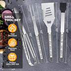 Pop Pop Gifts from Grandkids, Gifts for Poppop Grandparents Day, Grilling Accessories, Heavy Duty Stainless Steel Grill Set BBQ Grill Tools for Outdoor Grill with Aluminum Case, Grill Utensils Set