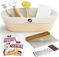 Superbaking 10" Oval Banneton Bread Proofing Basket – Sourdough Starter Kit for Crusty Artisan Style Loaves, Includes Essential Bread Baking Supplies & Tools - Ideal Gift for Bakers