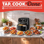Gourmia Air Fryer - 7 Qt Large Capacity with LED Display, 12 One-Touch Presets, FryForce 360° Technology, Nonstick Dishwasher-Safe Basket & Crisper Tray, Black