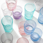 Godinger Highball Drinking Glasses, Acrylic Drinking Glasses Set, Elegant Tall Plastic Cups, Vintage Romantic Decor - Set of 4, Blush