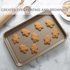 Kitchen Details Pro Series Medium Baking Sheet | Dimensions: 15.5" x 10.6" x 1" | Nonstick | Gold | Textured Diamond Base | Easy to Clean | Safe up 500 Degrees | Bakeware | Kitchen