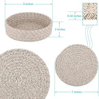 Trivets for Hot Dishes, Pots and Pans, Hot Pads with Storage Basket, Pot Holders for Kitchen, Heat Resistant Mat Protect Counter Home Essentials, Farmhouse Decor (Brown 4 PCS)