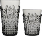 KLIFA- BLOIS- 15.2 & 20.5 ounce, Set of 8, Acrylic Tumbler & Highball Drinking Glasses Cups, BPA-Free, Stackable Plastic Drinkware, Dishwasher Safe, Vintage Looking Cups, Gray-Black