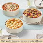 Pyrex (3-Piece) Round Ceramic Bakeware Set, Nonstick, Pie, Cake, Lasagna Oven Pans, Bakers, For Baking, Roasting, Steaming