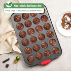Tiawudi Mini Muffin Pan, 24 Cavity Cupcake Pan, Nonstick Baking Pan, Heavy Duty Small Muffin Tin with Silicone Grip Handles