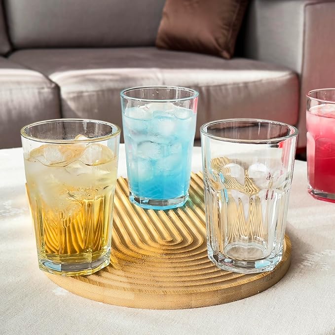 Highball Drinking Glasses Set of 24, 12.5 oz Glass Tumbler - Water Glasses & Beer Glassware for Kitchen - Durable Drinkware Set for Juice, Soda, Iced Tea & Cocktails - Heavy Base, Dishwasher Safe